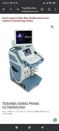 Toshiba xario 200 colour dopplar ultrasound machine is ne