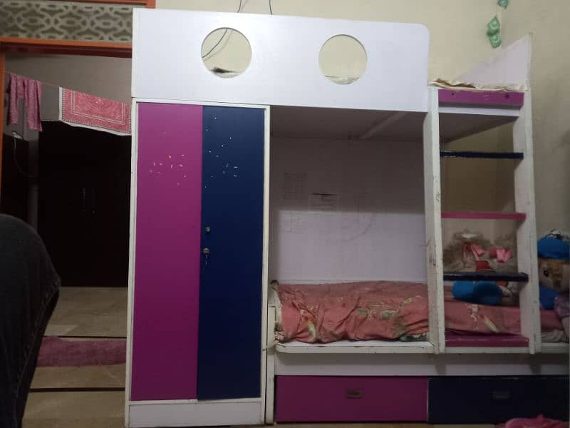 kids bunker bed with mattress 0