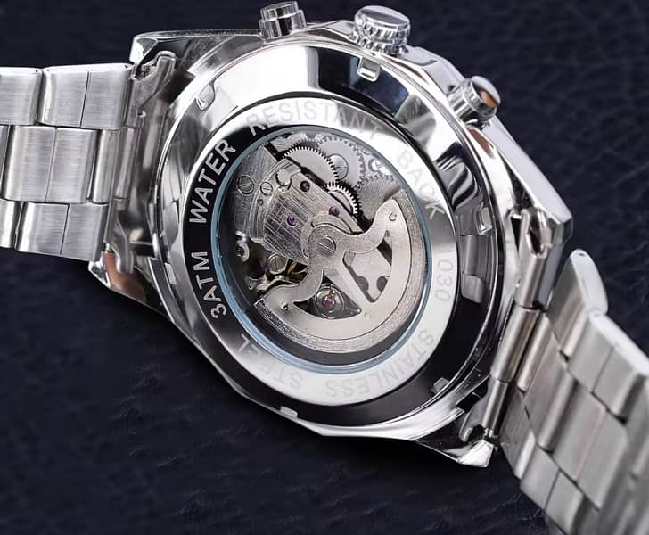 Men Hand-Winding Skeleton Automatic Mechanical Stainless Steel watch 1