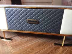 Brass Console Leather Finish Marble Top