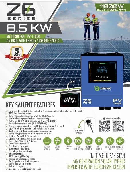 Ziewnic Z6 Series European PV11000 8. . 5KW Solar Hybrid Inverter 0