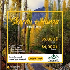 Skardu -Hunza | Naran-Shogran | Neelum Valley| Malam Jabba| Swat kalam