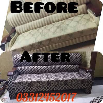 Sofa repair - Fabric change- Repairing seat repair - Furniture polish
