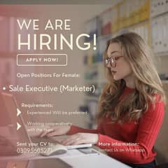 Female Sale Executive || Urgent Hiring || Jobs in Lahore, Age:18-25