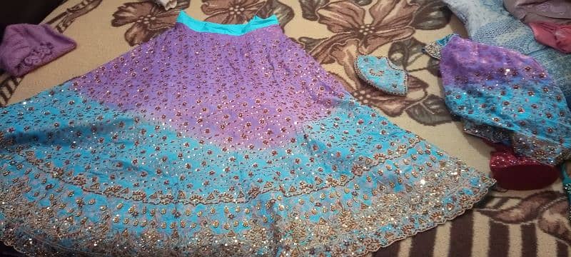 Wedding lehnge for Sale ( Green and Purple ) 1