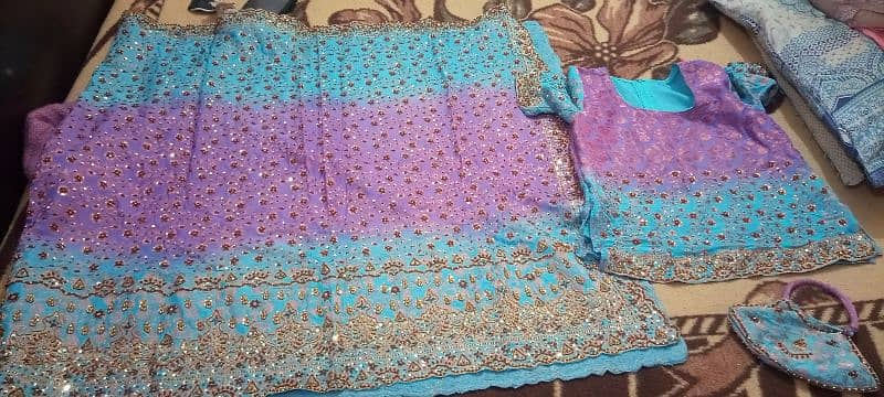 Wedding lehnge for Sale ( Green and Purple ) 3