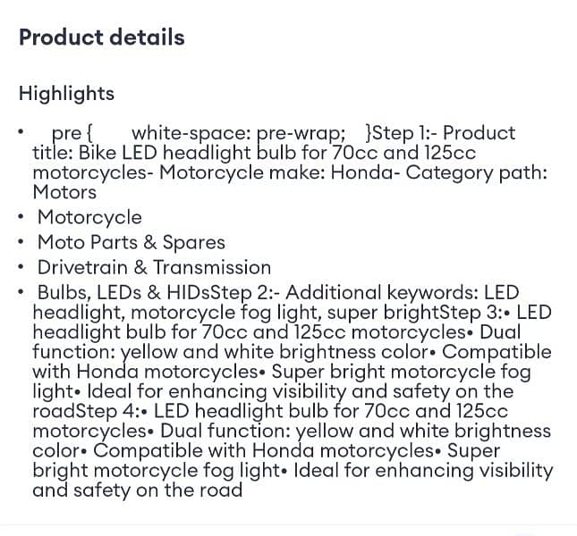 Bike SMD LED Projector HeadLight Bulb For 70CC & 125 CC 8