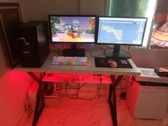 computer setup for gaming and software with all accessories with gpu