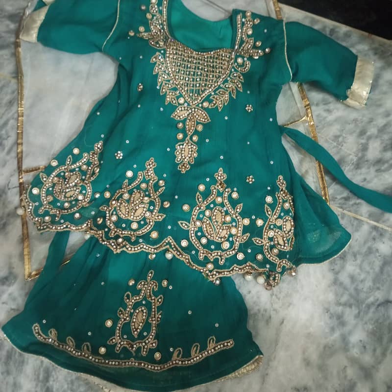 Girl fancy gharara sea green color 0