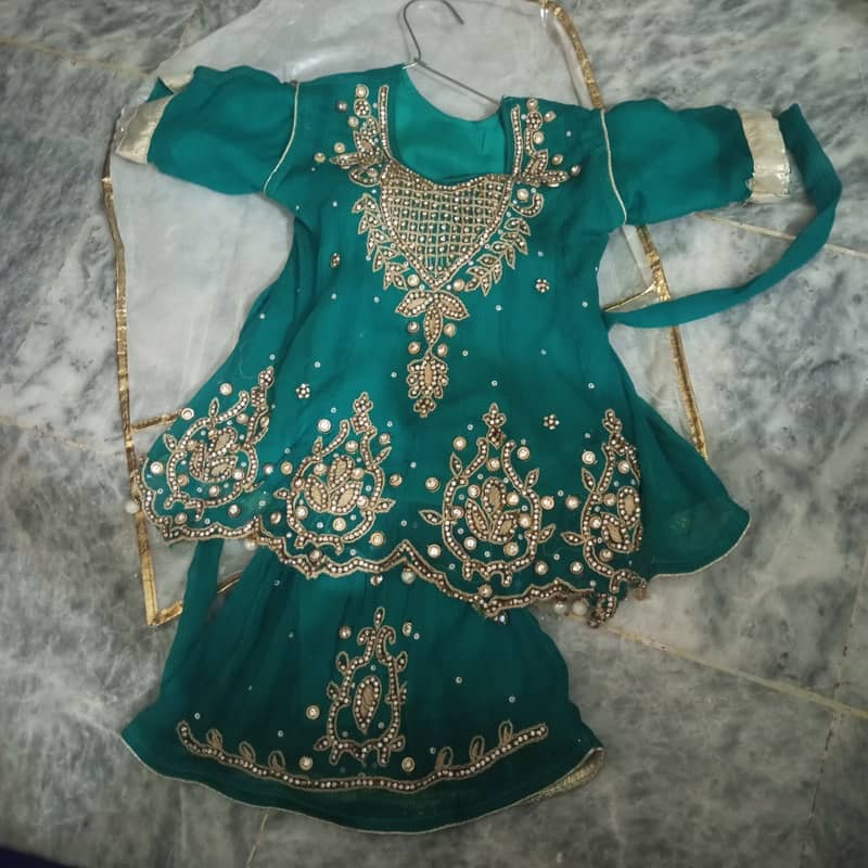 Girl fancy gharara sea green color 2