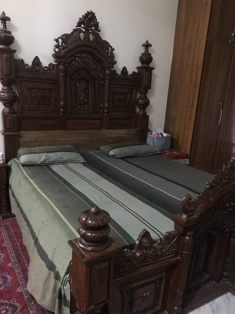 King size bed set pure wood 1