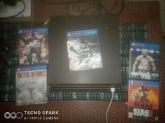 PS4 pro with ghost of tsushima. persona 5 ufc3 red dead 2 evil within2