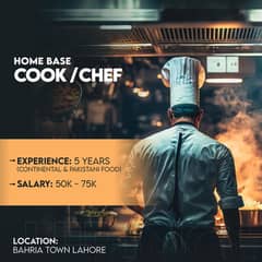 Home Based Prefessional Cook Require at Bahria Town Lahore