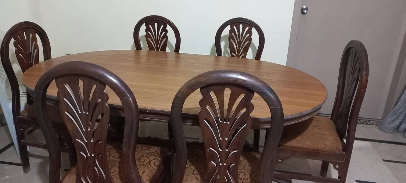 Wooden Dining Table with 6 Wooden Chairs for sale 1