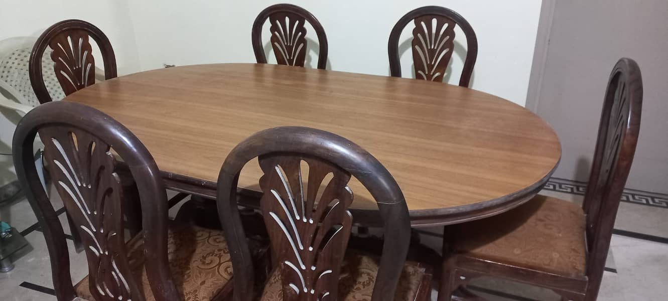 Wooden Dining Table with 6 Wooden Chairs for sale 2