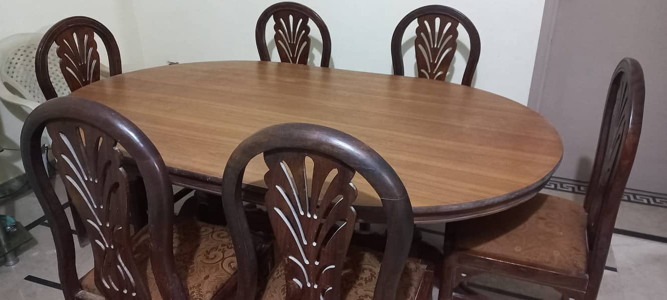 Wooden Dining Table with 6 Wooden Chairs for sale 5