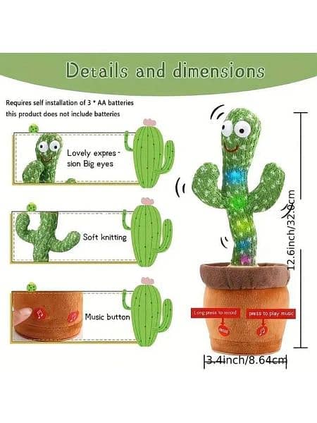 Dancing Cactus Plush Toy For Kids 4