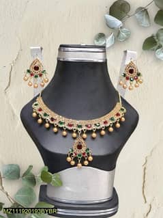 Gold plated artificial stones bridal set