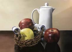 Detailed painting of apples