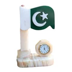 Pakistani flag with clock independence day