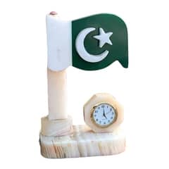 Pakistani Flag Marble Table Clock