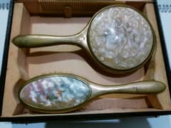 Antique Mother of Pearl brass brush ,mirror and comb