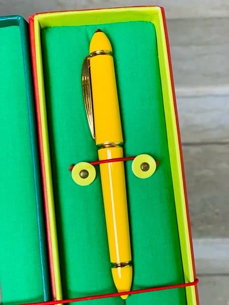 KENZO Paris 1990s Fountain Pen Yellow & Gold 1