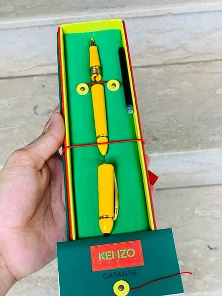 KENZO Paris 1990s Fountain Pen Yellow & Gold 7