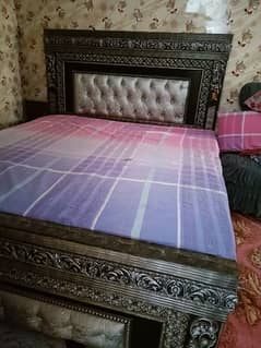 king size wooden bed with spring mattress