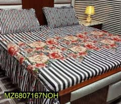 3 pcs cotten salonica patch work frill double bedsheet