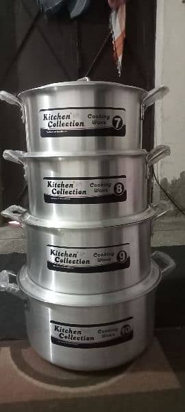 Dinner set of 8 Cooking steel pots/ Degchi 1