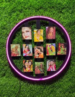 led  11 pictures wodden circle customize with you photos