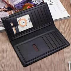 Casual long fold leather wallet