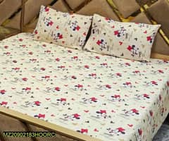 3 psc cotton printed double bedsheet with pillow covers