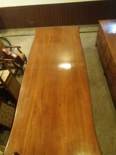 Solid Burma Teak Wood Dining Table with 12 Chairs