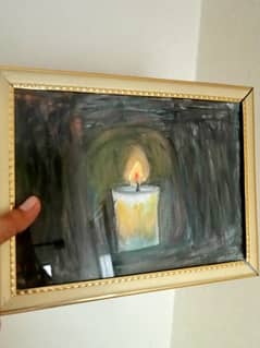 candle painting with frame