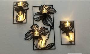 3pec Set Flower Candle Holder Wall Decoration, Wall Sticker