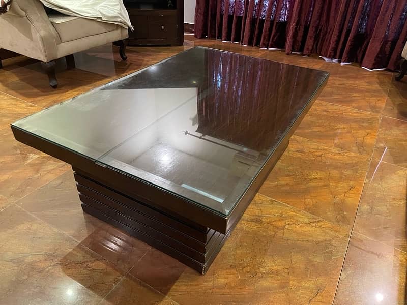 solid wood table with glass 1