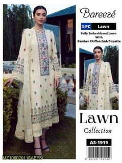 Off white 3 fees breeza Lawn Embroidered Suit