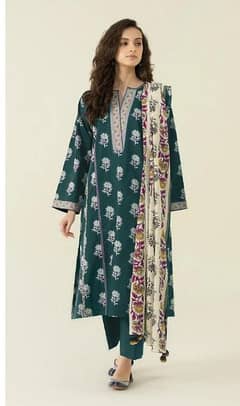 3 PC's women s unstitched khaddar printed suit