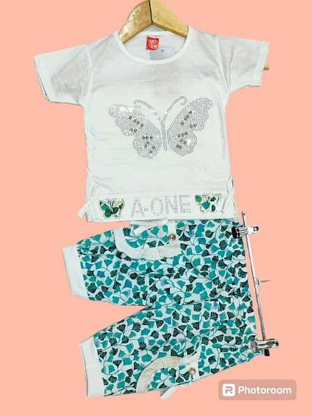 2 Pcs Girl's Chiffon Printed Shirt And Shorts Set 6