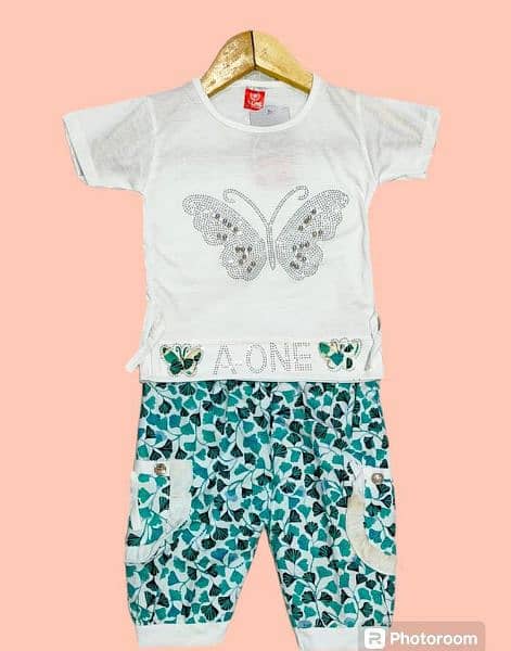 2 Pcs Girl's Chiffon Printed Shirt And Shorts Set 7