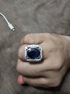 Mens chunky big large neelum stone pathar silver ring angoothi