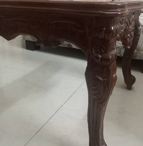 2 Wood center table with heavy glass 3