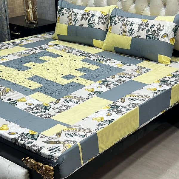 Embroidered Patch Work King Size BedSheet 030186072 0