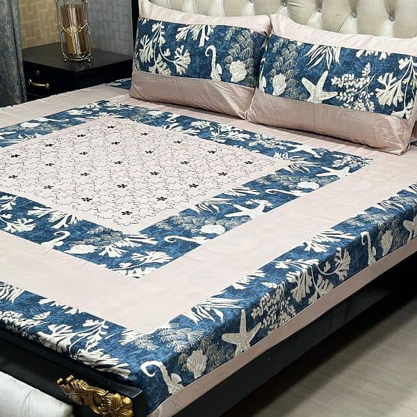 Embroidered Patch Work King Size BedSheet 030186072 2