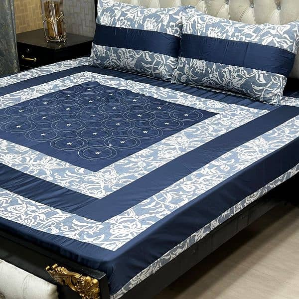 Embroidered Patch Work King Size BedSheet 030186072 3