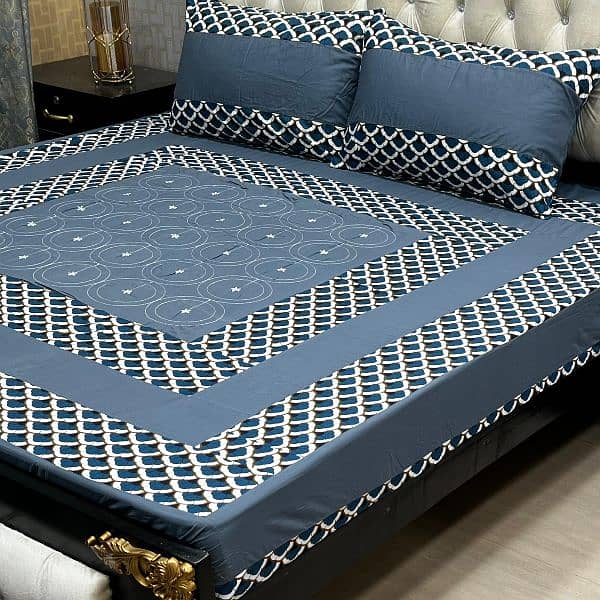 Embroidered Patch Work King Size BedSheet 030186072 6