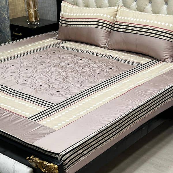 Embroidered Patch Work King Size BedSheet 030186072 7