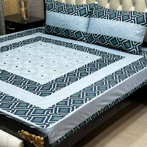 Embroidered Patch Work King Size BedSheet 030186072 8